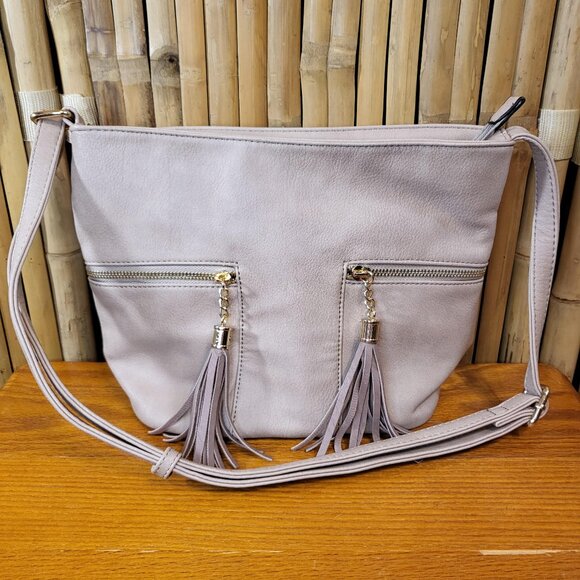 Unbranded Handbags - Unbranded Hobo Shoulder Bag with Tassels Blush Pink 9x8.5x5